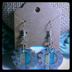 Wooden Gear earrings